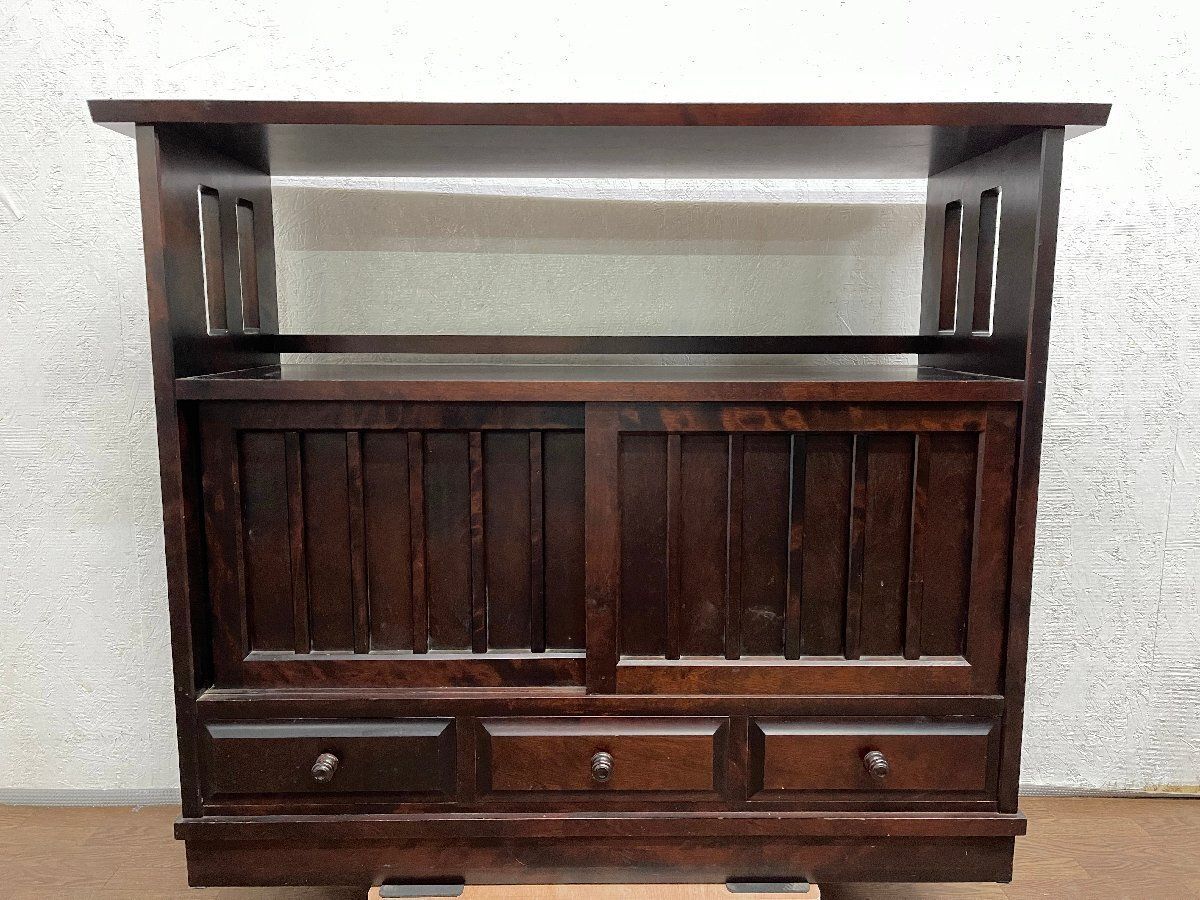 ○北海道民芸家具 茶棚 サイドボード HM108K 飾り棚 収納家具 樺材 和