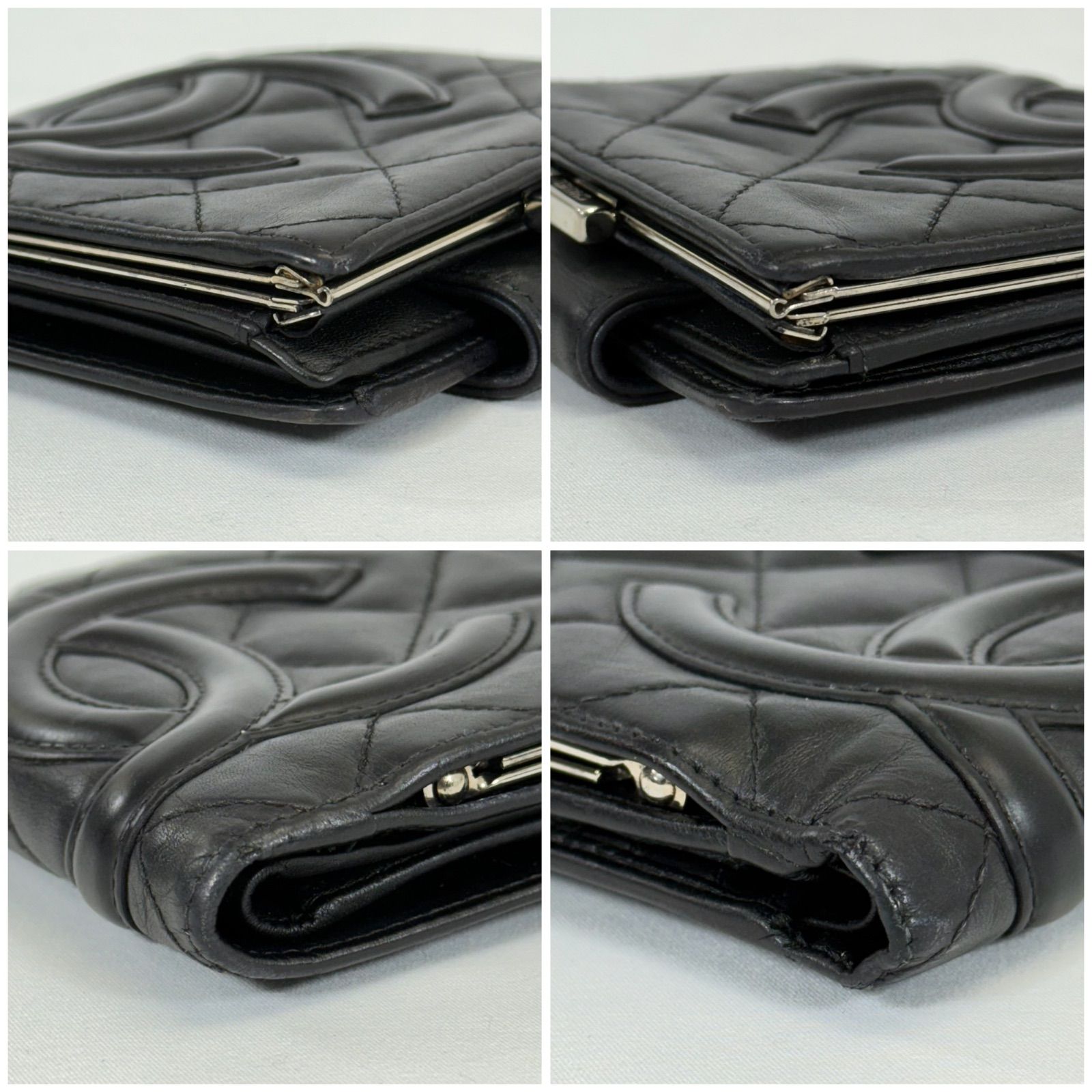 人気・美品】CHANEL シャネル ラムスキン カンボンライン がま口 二