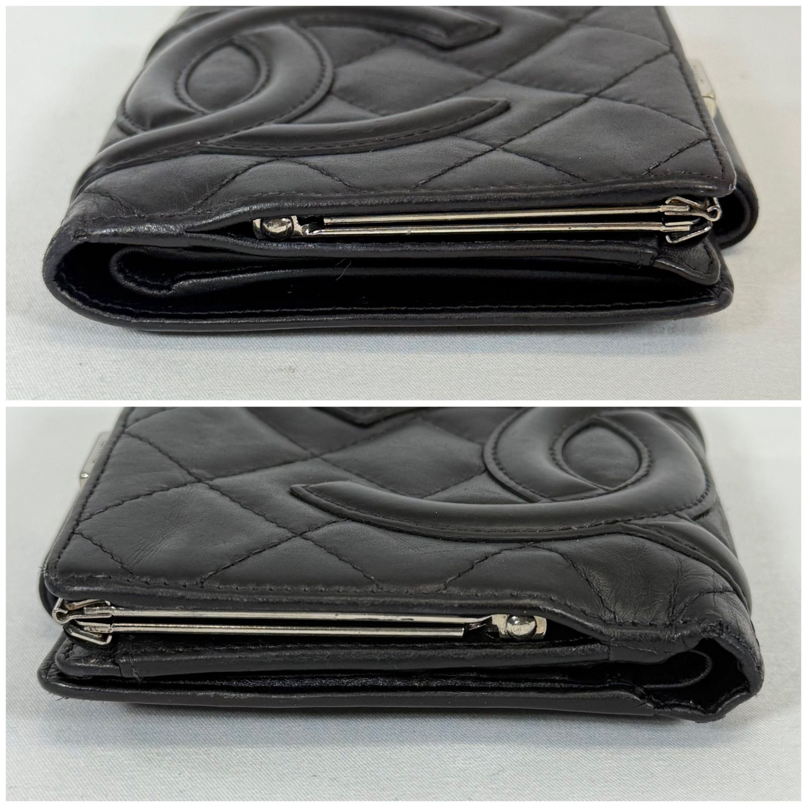 人気・美品】CHANEL シャネル ラムスキン カンボンライン がま口 二