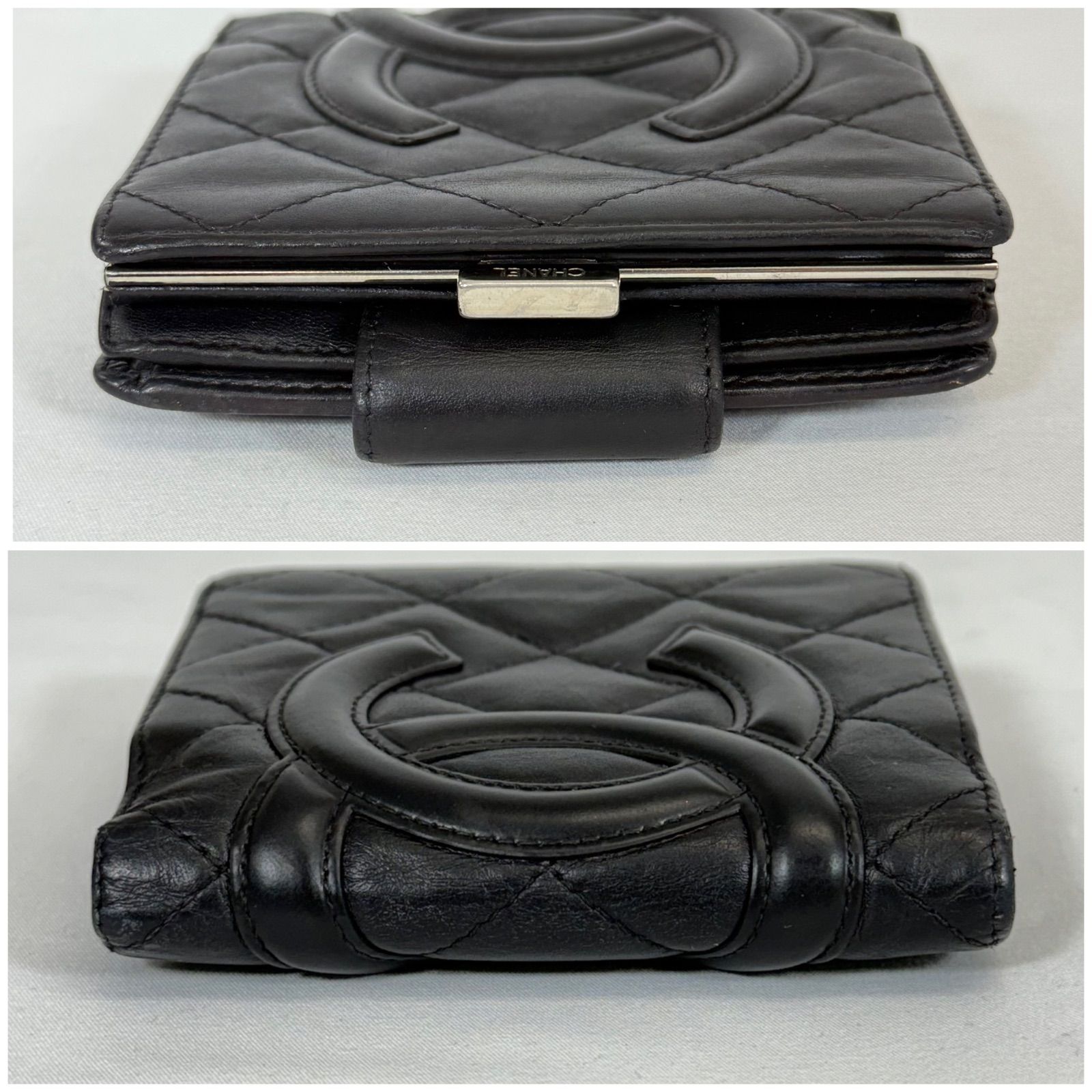 人気・美品】CHANEL シャネル ラムスキン カンボンライン がま口 二