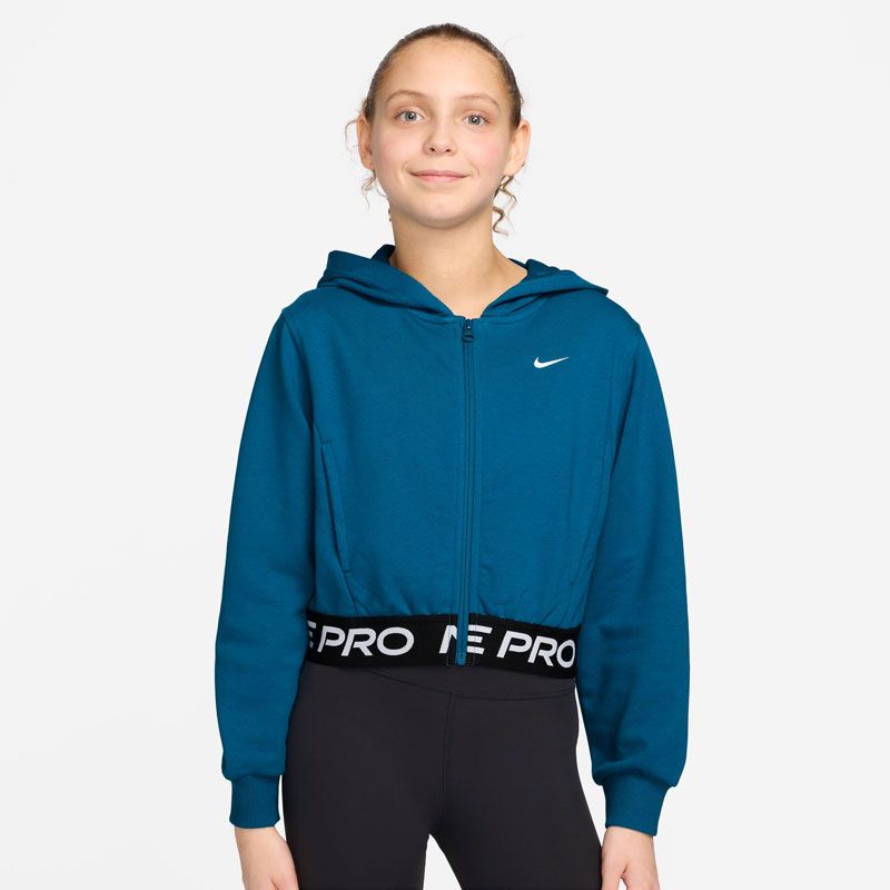 NIKE(ナイキ) ナイキ YTH ガールズ NP DF フルジップ フリース L/S フーディ マルチアスレ ウェア スウェットシャツ HQ9312、(301)グリーンアビス