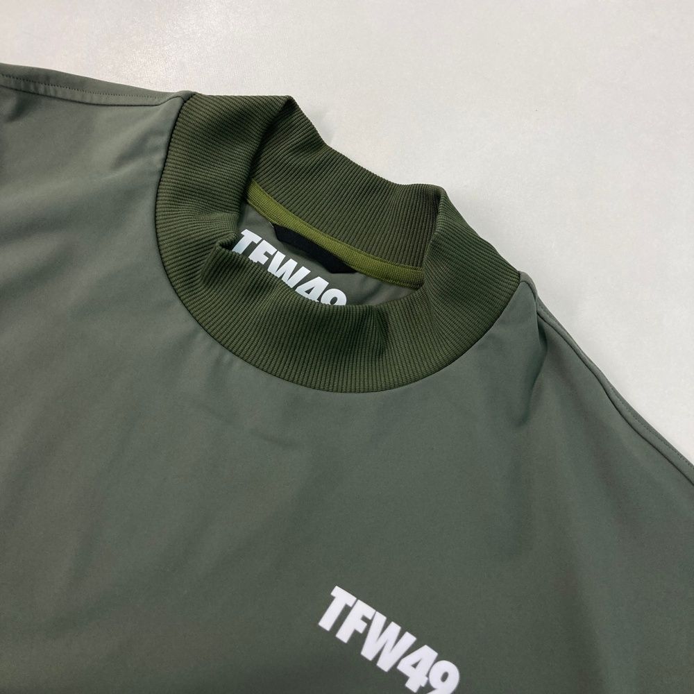 TFW49 グリーン ハイネックシャツ Lサイズ TFW49 長袖ハイネックシャツ ゴルフウェア メンズ 秋冬用 白 グリーン