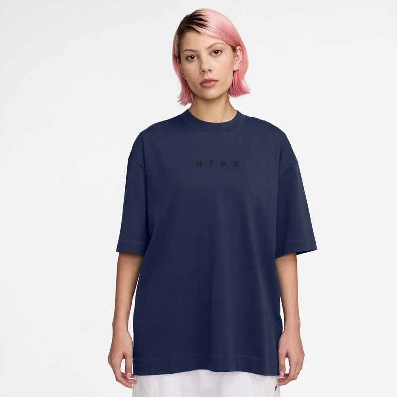 NIKE(ナイキ) ナイキ ウィメンズ NSW LUXE S/S Tシャツ RELAX スポーツスタイル ウェア Ｔシャツ HV4958、(410)ネイビー