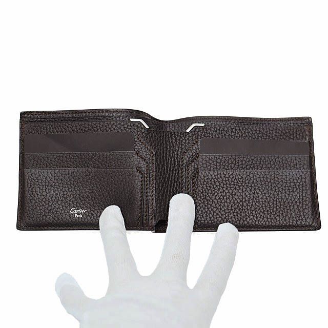 カルティエ Cartier サドルステッチ レザー 二つ折り 札入れ カード