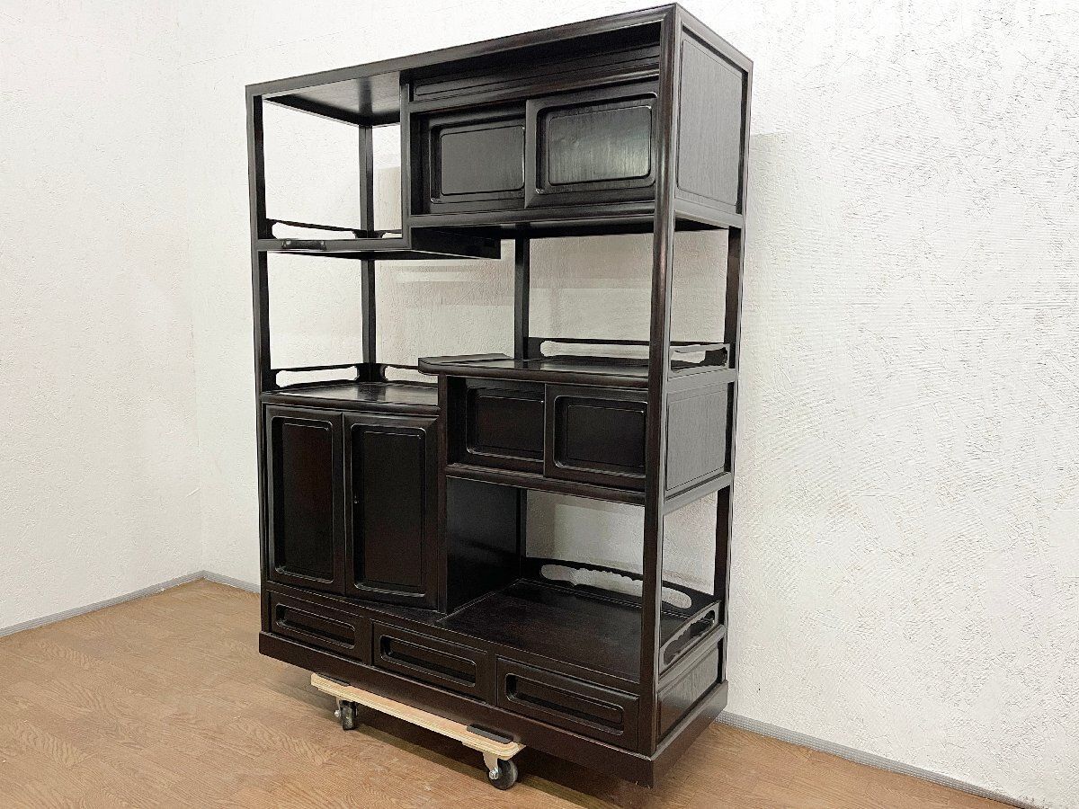 ○飾り棚 茶棚 違い棚 茶箪笥 キャビネット シェルフ 和家具 和室 昭和