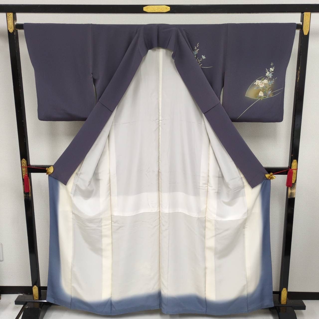 付下げ 金彩 銀杏 素敵な地模様 紋無し 色味の良い 着物 正絹 T-8335 付下げ 金彩 銀杏 素敵な地模様 紋無し 色味の良い 着物 正絹