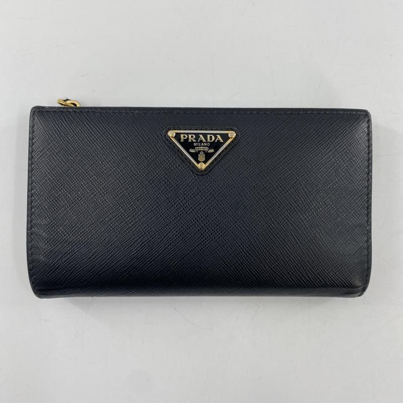 中古】PRADA トライアングル財布 サフィアーノ ブラック プラダ[10
