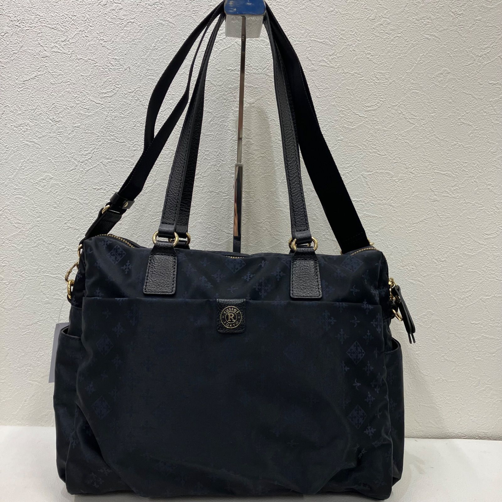 6491 russet ラシット ボストンバッグ 2way モノグラム 総柄 ネイビー