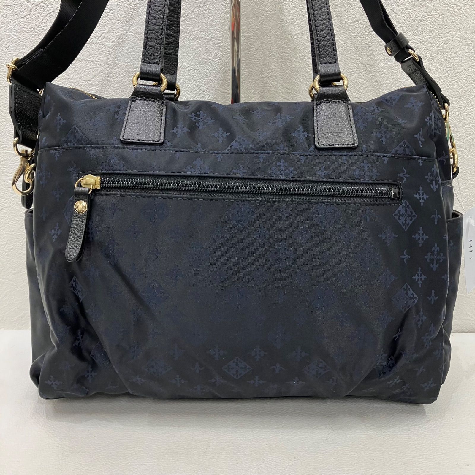 6491 russet ラシット ボストンバッグ 2way モノグラム 総柄 ネイビー