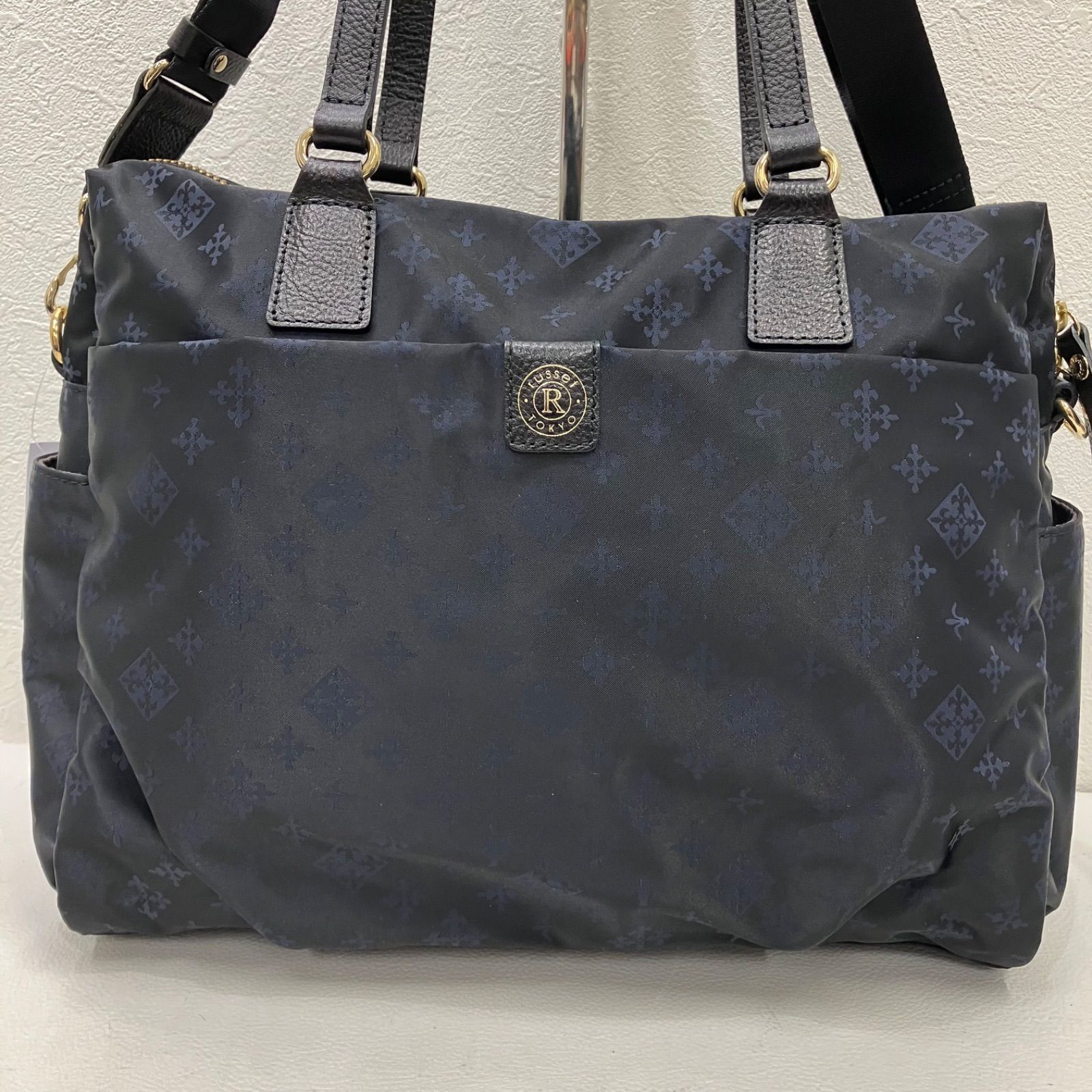 6491 russet ラシット ボストンバッグ 2way モノグラム 総柄 ネイビー