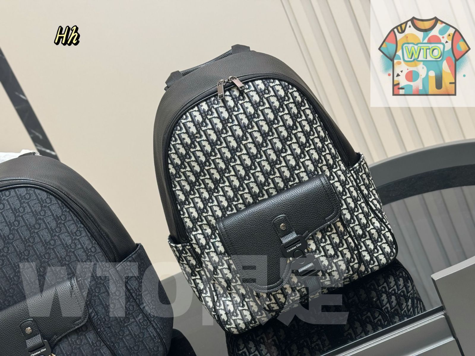 今日特価】Dior ディオール クラシック柄 リュックサック 黒とネイビー