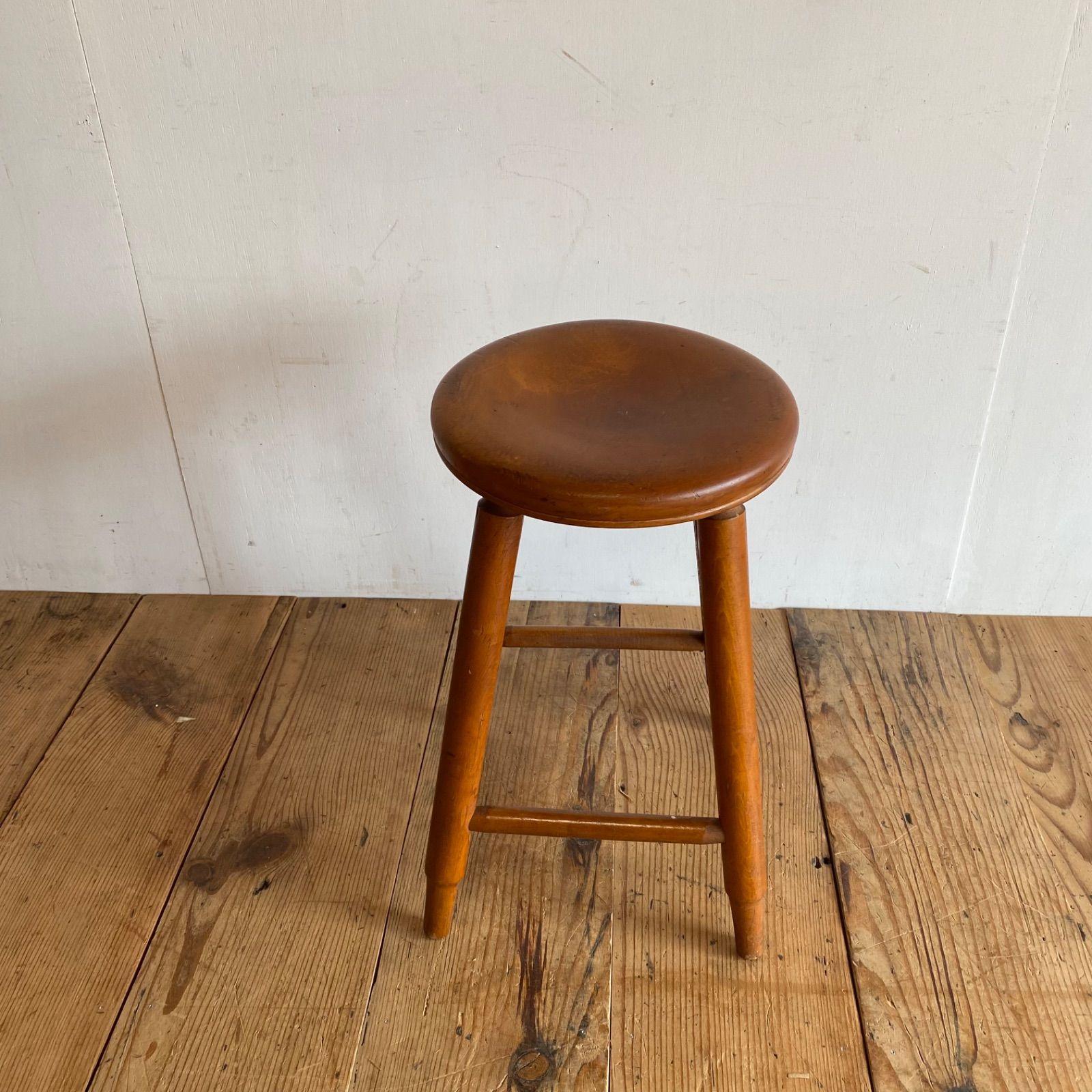 アンティーク 木製 丸スツール シンプル 椅子 スツール 無垢材 古道具