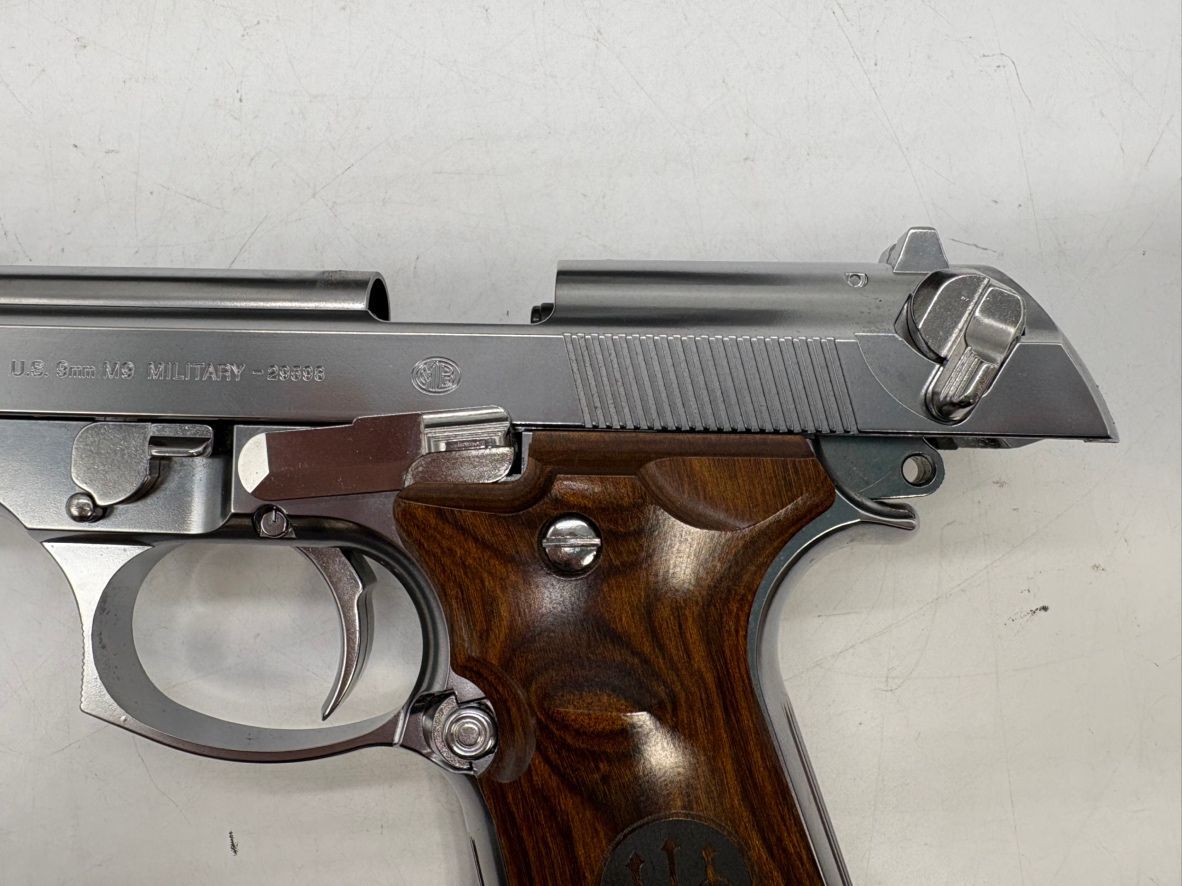 0127 東京マルイ ベレッタ M92F クロームステンレス 木製グリップ ガスガン ガスブローバック エアソフトガン ASGK 中古 MARUI 日本製