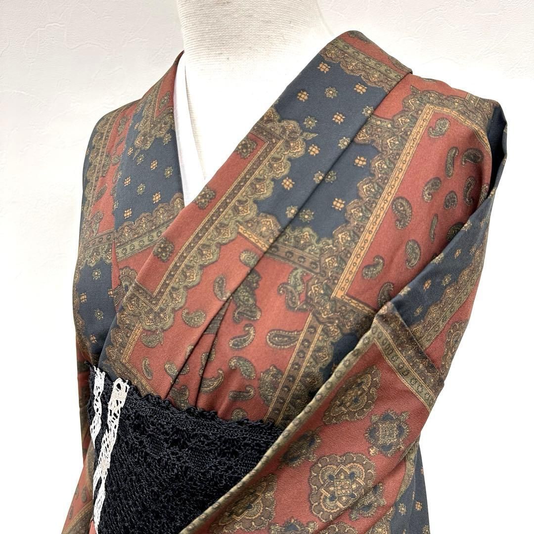 【着物と帯 時流】ヒ25692◆単衣 洗える着物 小紋◆超大きいサイズ 丈178 洗える着物】［お仕立て上がり｜新品］単衣仕立て江戸小紋「鮫・黒