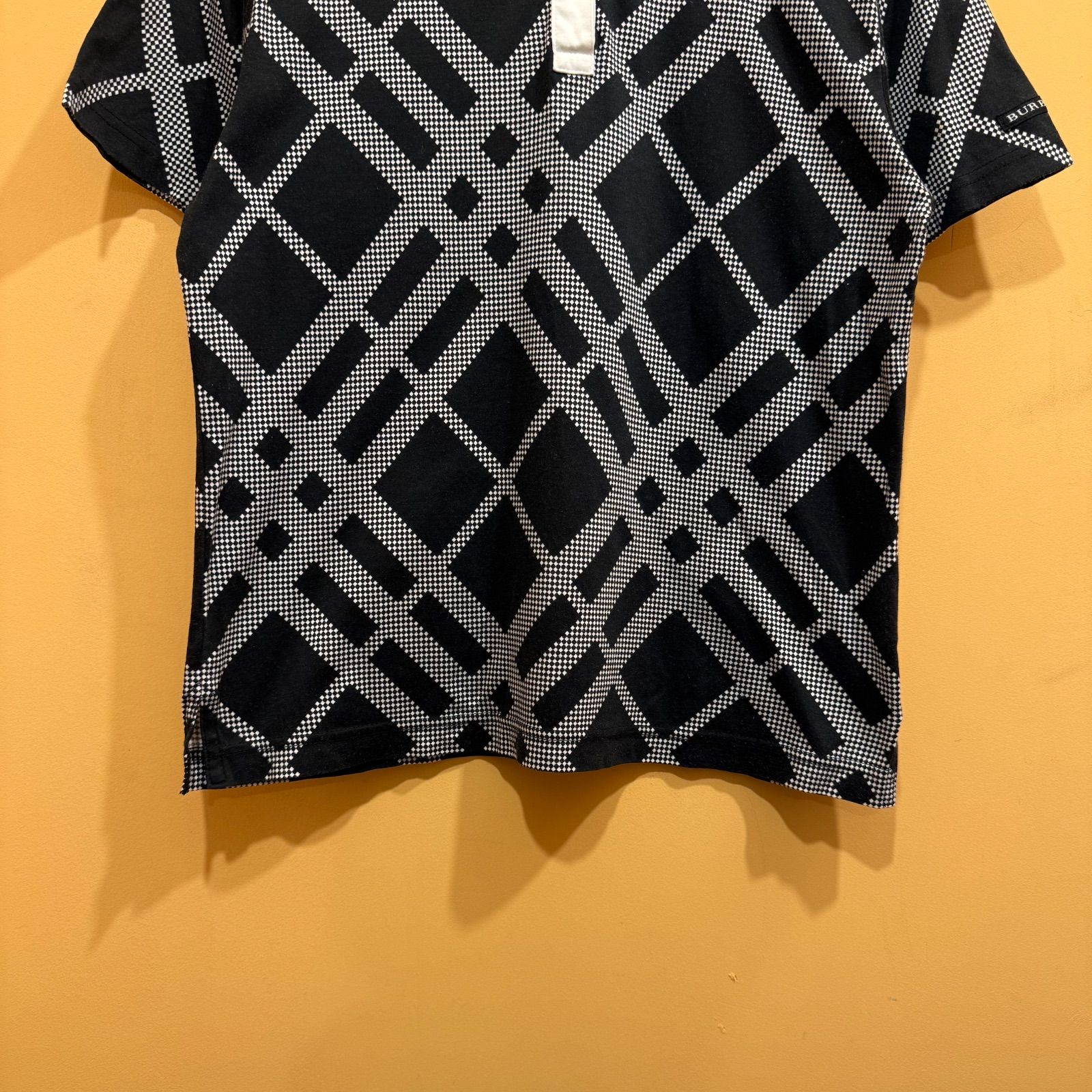 BURBERRY GOLF ノバチェック　半袖 ポロシャツ　ワンピース　Lサイズ BURBERRY GOLF 半袖ポロシャツ ノヴァチェック 斜めチェック ブラック