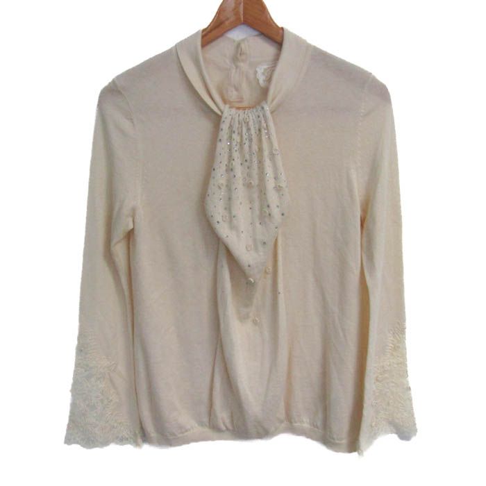 インポートロッサ　inport rossa レーストップス インポートロッサ ニット トップス 長袖 レース シルク カシミヤ