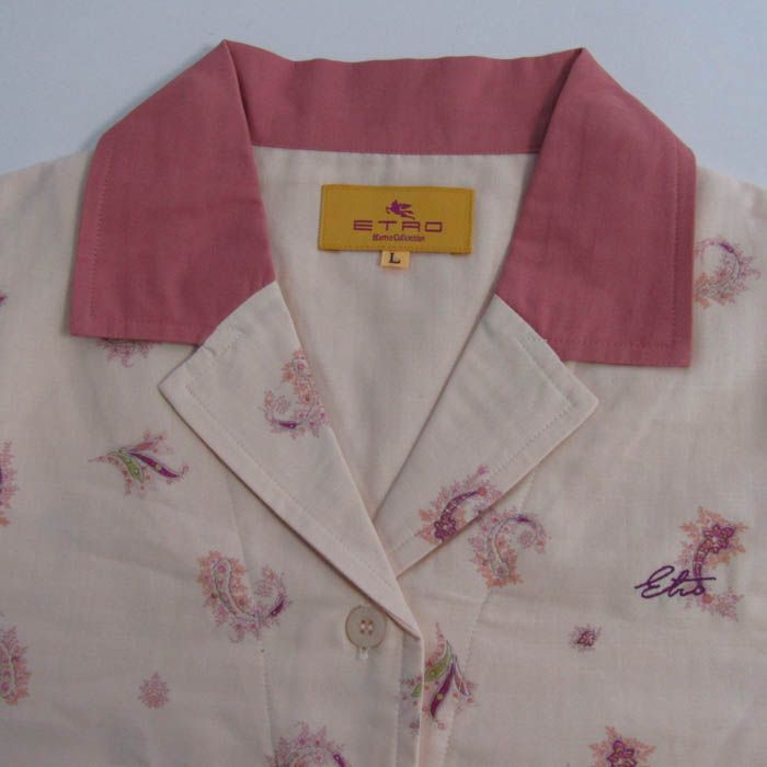 エトロの黒、赤、ベージュ／白のペイズリーとプリントのコットンシャツドレス エトロの黒、赤、ベージュ／白のペイズリーとプリントのコットンシャツ