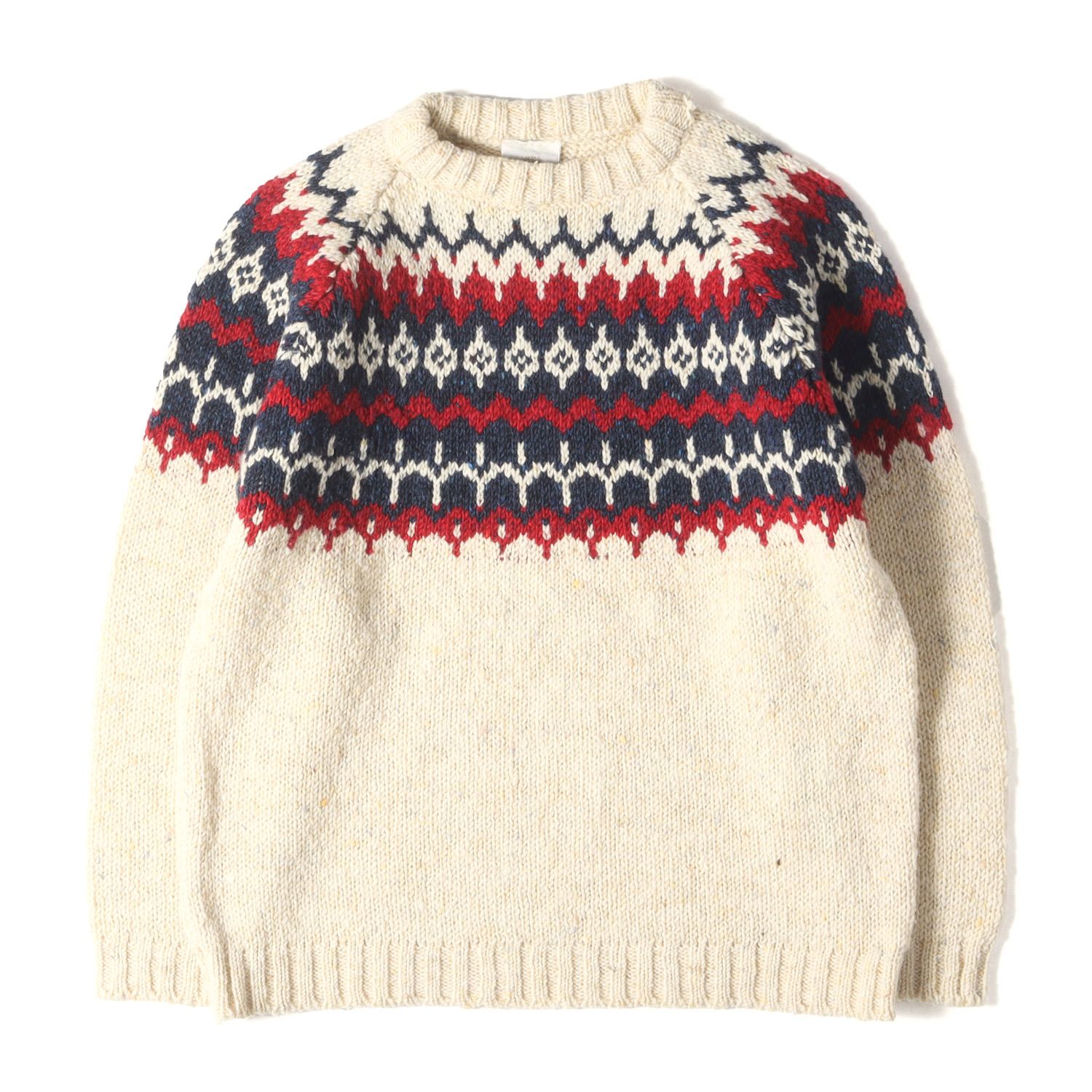 BRITISH KNIT BRAND ブリティッシュ ニット アイボリー サイズ:L | ノルディック ウールニット | アイルランド製 | Bonner of Ireland | トップス セーター | 古着 ヴィンテージ【メンズ】【中古】【K4640】 BRITISH KNIT BRAND ブリティッシュ ニット アイボリー サイズ:L