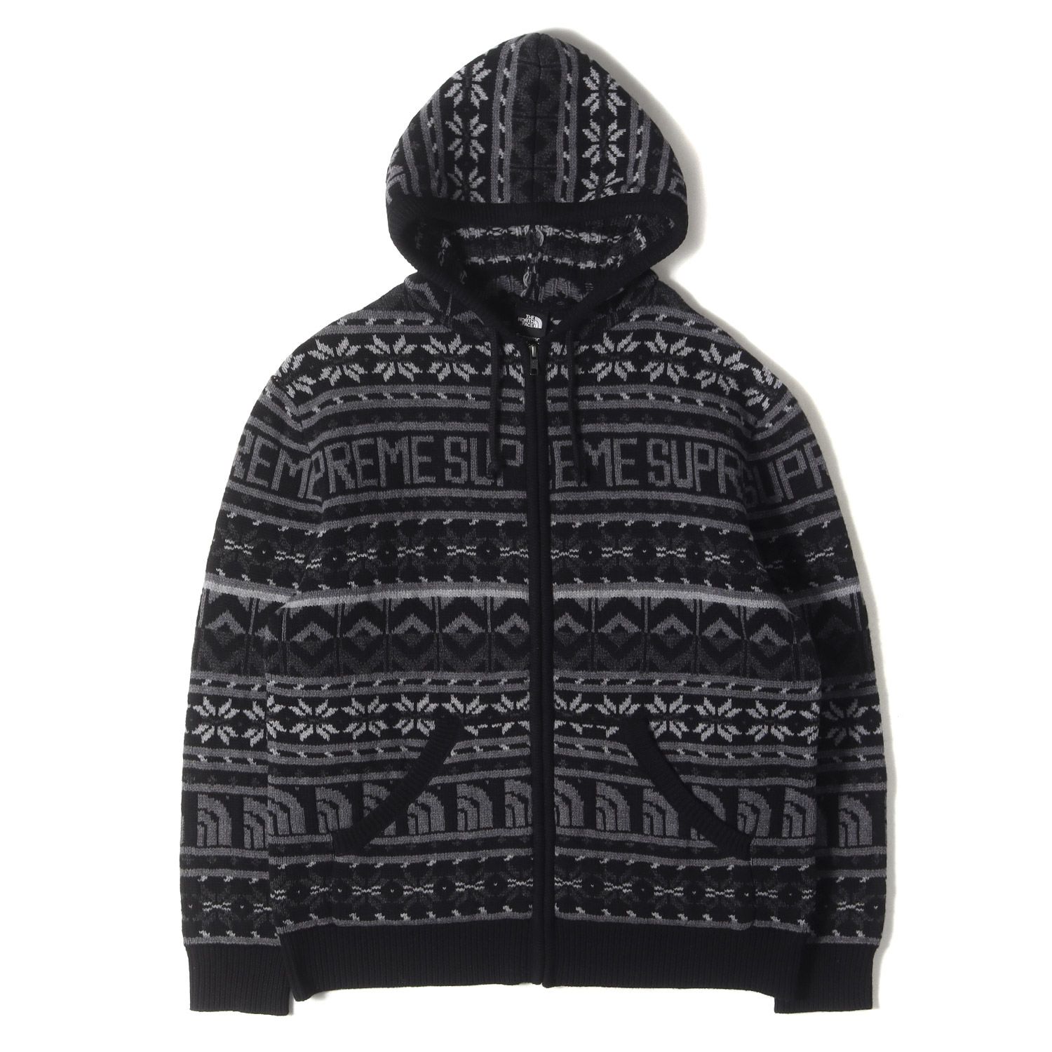 【美品】Supreme シュプリーム ニット ブラック 黒 サイズ:M | 22AW THE NORTH FACE ノルディック柄 ジップ ウールニット セーター (Zip Up Hooded Sweater) | トップス コラボ【メンズ】【中古】 美品】Supreme シュプリーム ニット ブラック 黒 サイズ:M | 22AW THE