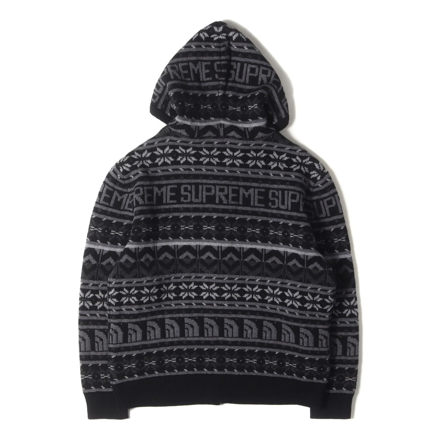 Supreme シュプリーム ニット ブラック 黒 サイズ:M | 22AW THE NORTH FACE ノルディック柄 ジップ ウールニット セーター (Zip Up Hooded Sweater) | トップス コラボ【メンズ】【中古】【美品】【K4640】 美品】Supreme シュプリーム ニット ブラック 黒 サイズ:M | 22AW THE