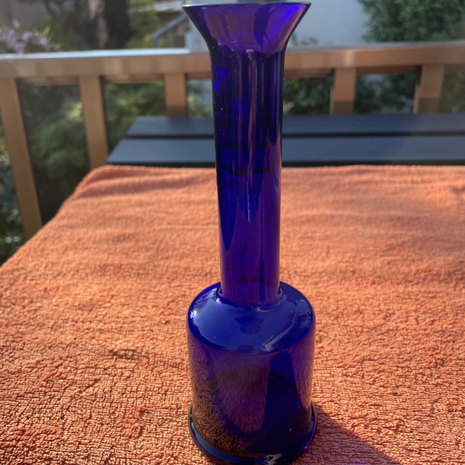 コバルトブルー ガラス花瓶 未使用 18cm - メルカリ