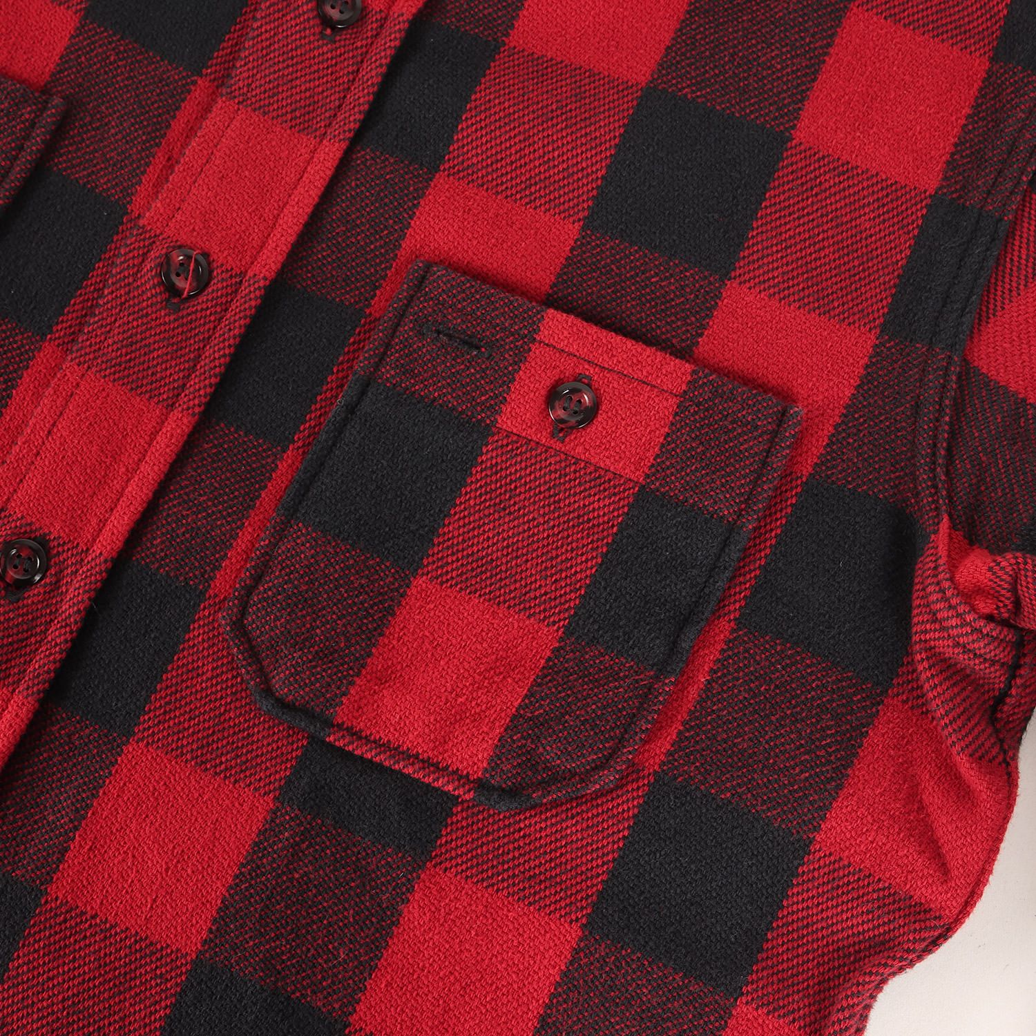 WAREHOUSE ウエアハウス シャツ レッド ブラック 赤黒 サイズ:L | 人気モデル | バッファローチェック ヘビー フランネルシャツ (3104 FLANNEL SHIRTS) | トップス カジュアルシャツ 長袖【メンズ】【中古】【美品】【K4640】 美品】WAREHOUSE ウエアハウス シャツ レッド ブラック 赤黒 サイズ:L