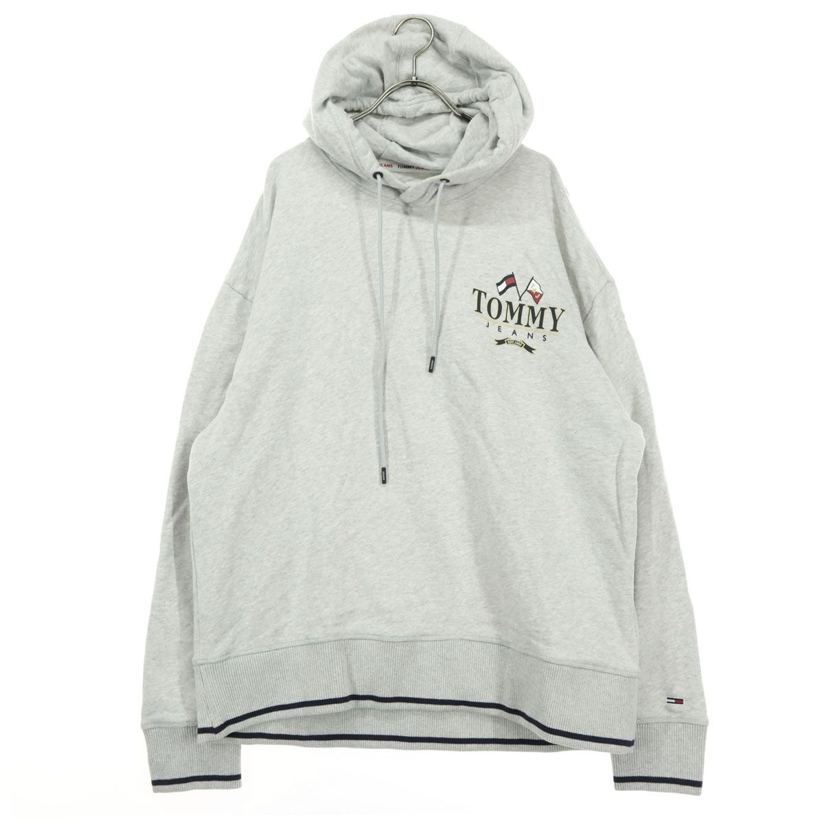 TOMMY JEANS トミージーンズ 長袖 スウェットパーカー L ライトグレー メンズ 古着