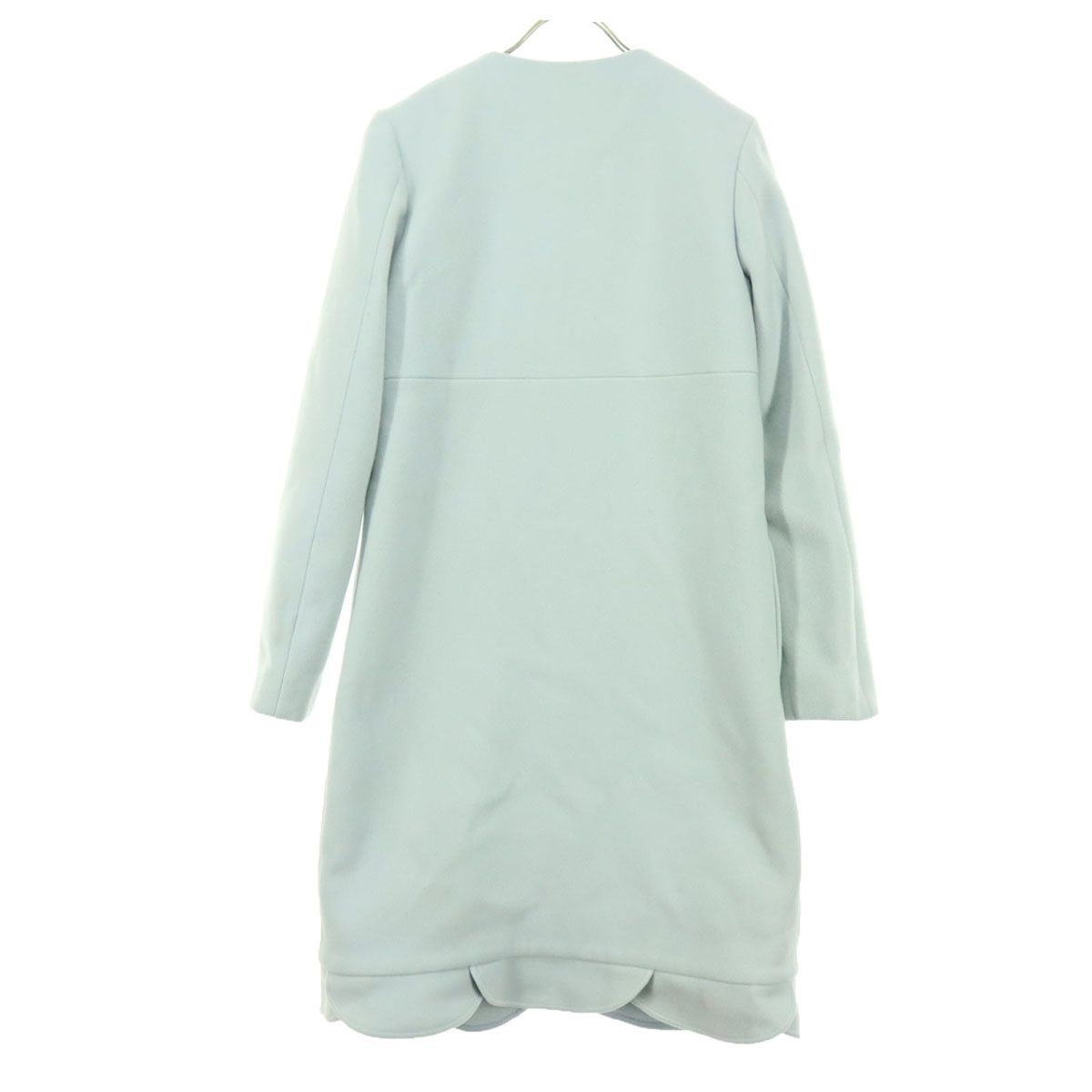 YOKO CHAN ヨーコチャン ノーカラー ウールコート 38 ライトブルー