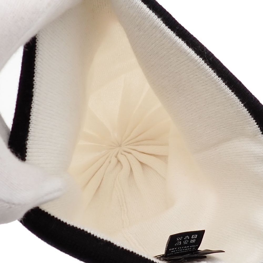 シャネル ニット帽 ビーニー ココマーク ブラック ホワイト バイカラー