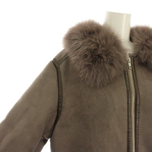 ソブ sov. ダブスタ フェイクムートンコート アウター ロング ブルー