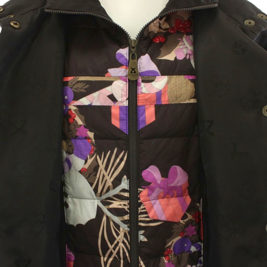 レオナールスポーツ LEONARD SPORT ダウンジャケット 総柄 フード 花柄