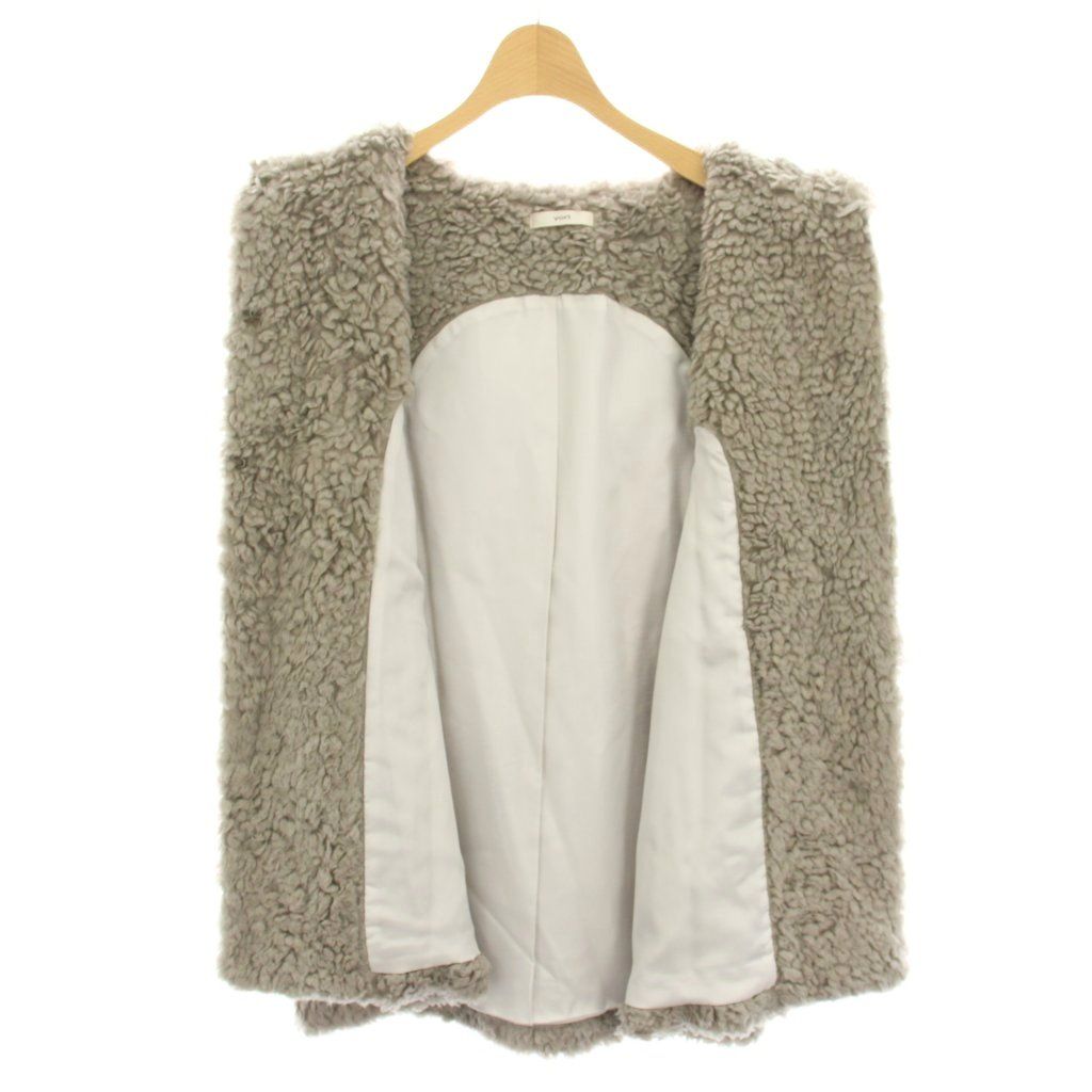 ヨリ yori 22AW プードルフードベスト ジレ 前開き アウター F グレー