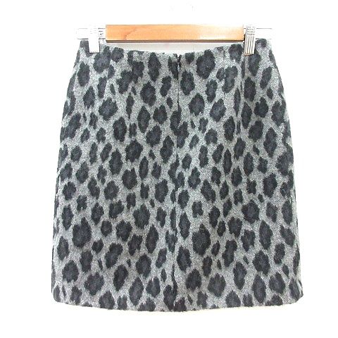 アナイ ANAYI タイトスカート ミニ 豹柄 レオパード ウール 36 S