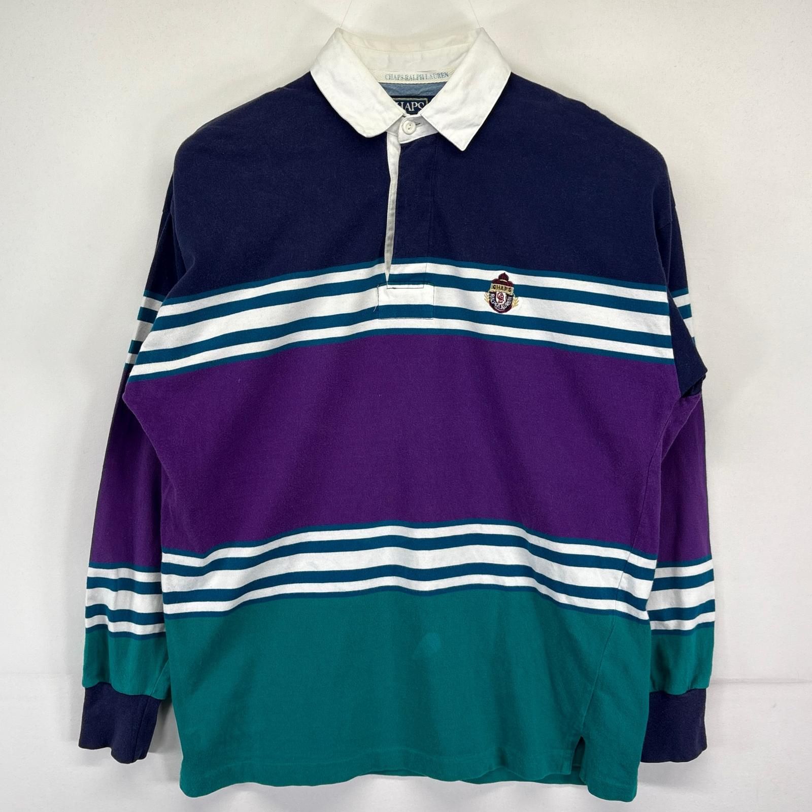ラルフローレン　ラグビー　ボーダー　S相当 ボニー ☆RALPH LAUREN RUGBY ラガーシャツ ボーダー メンズ ワッペン 刺繍