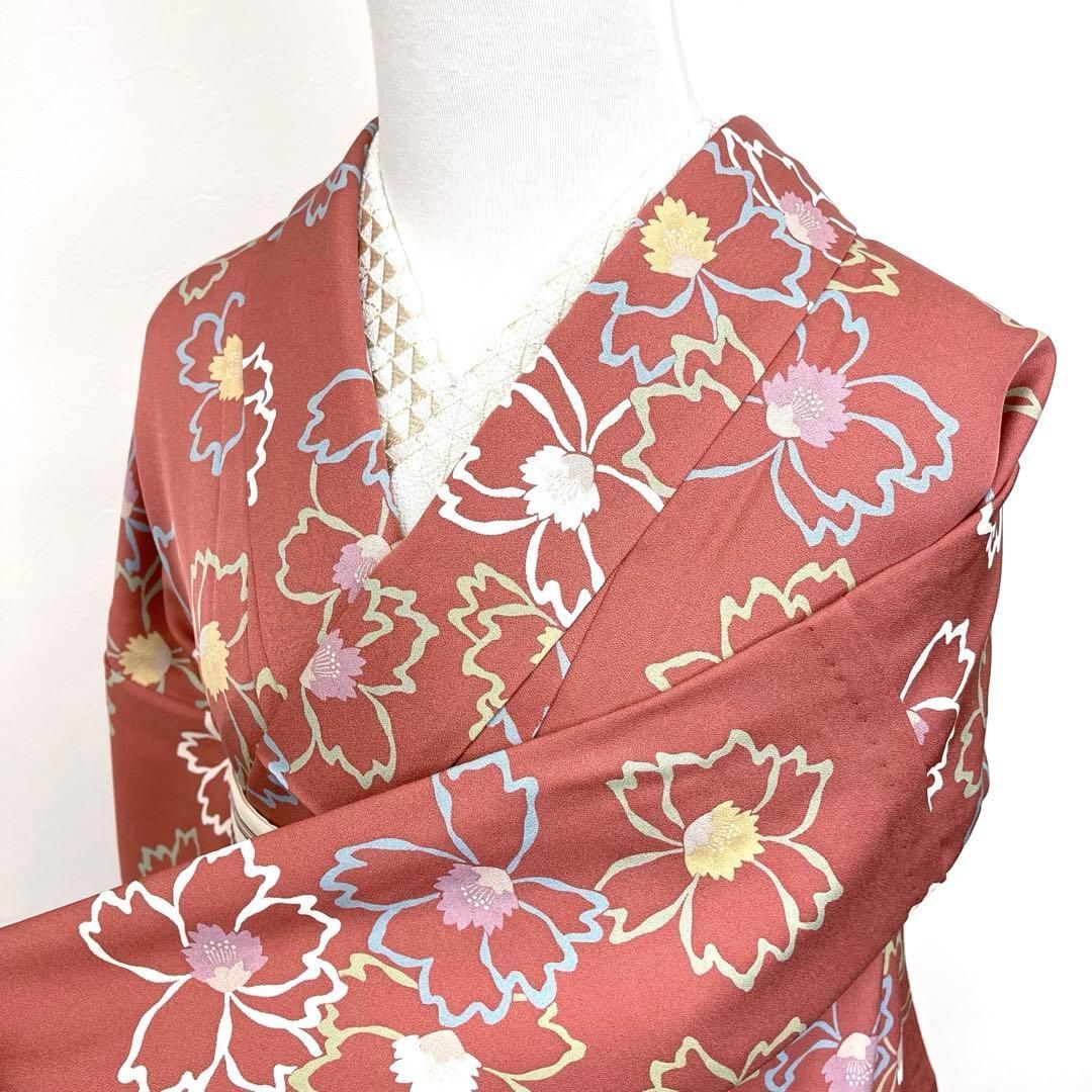 着物と帯 時流】ヒ117yts◇正絹 単衣◇小紋 裄ロング 裄68丈161美品