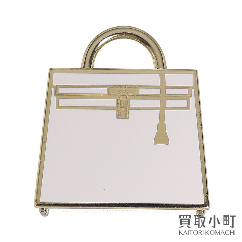 エルメス ケリーチャーム キュリオジテ ホワイト ゴールドプレーテッド