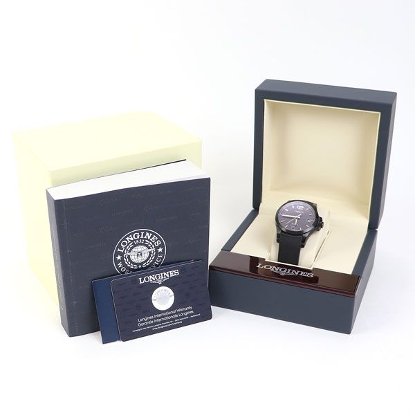 ロンジン コンクエスト V.H.P. メンズウォッチ ブラック ラバー 永久