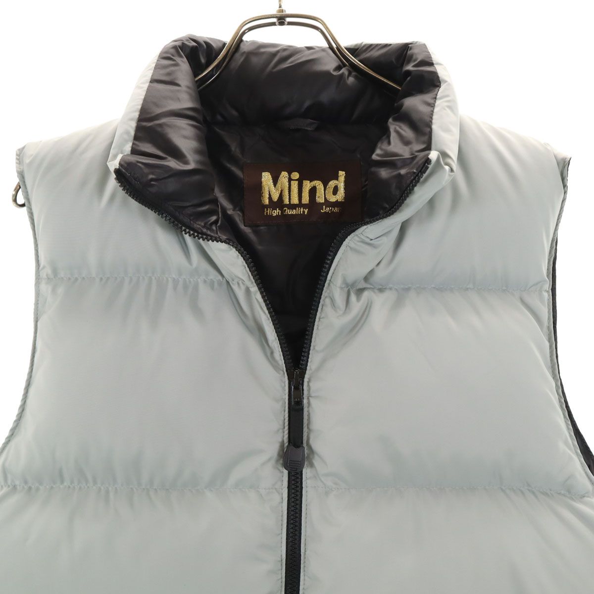 美品 mind マインド 日本製 ダウンベスト XL ライトグレー メンズ 古着