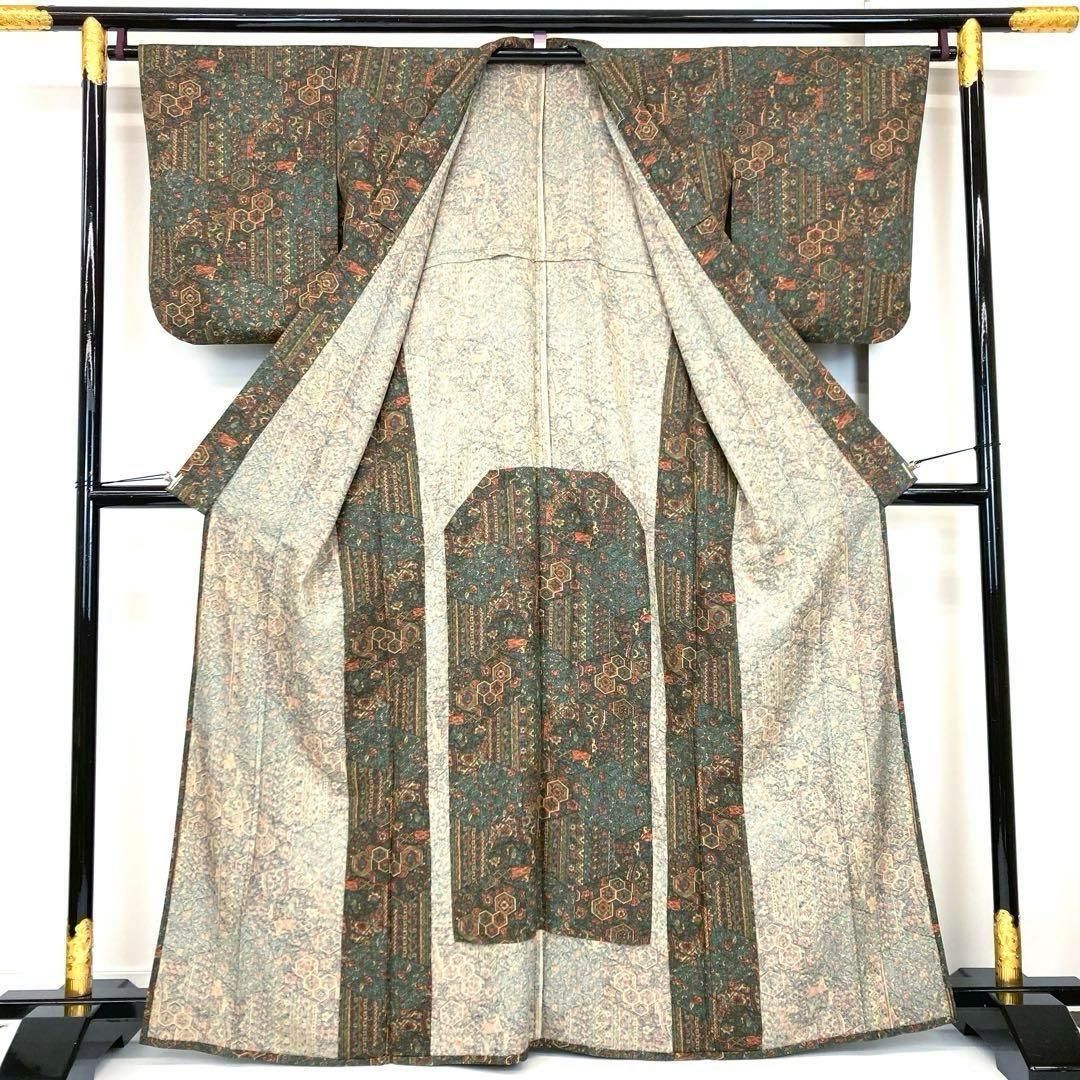 【着物と帯 時流】ヒ25726t◆正絹 単衣 小紋◆大きいサイズ 身幅広め 美品 着物と帯 時流】ヒ25726t◇正絹 単衣 小紋◇大きいサイズ 身幅広め 美