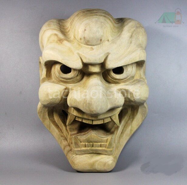 送料無料】日本木彫能面 獅子面 能楽 伝統工芸 和風 壁掛け インテリア