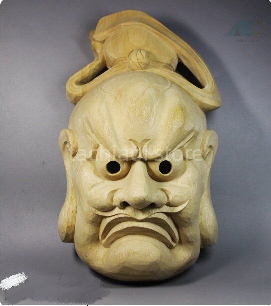 送料無料】日本木彫能面 閉口仁王 能楽 伝統工芸 和風 壁掛け