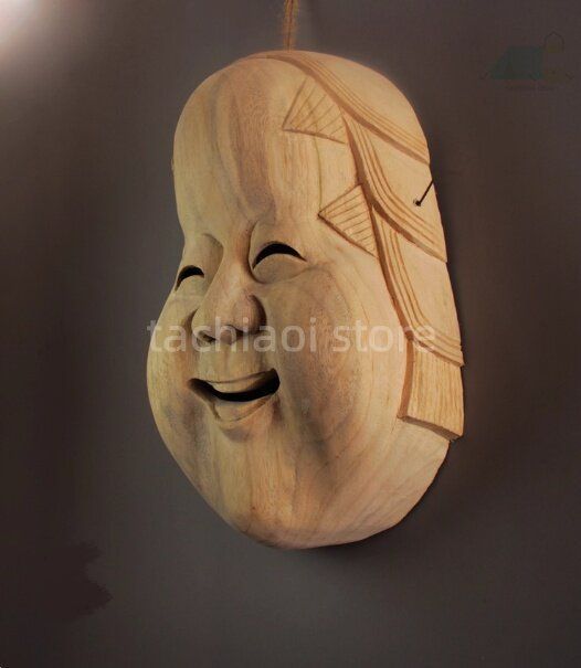 送料無料】日本木彫能面 枝面 能楽 伝統工芸 和風 壁掛け インテリア