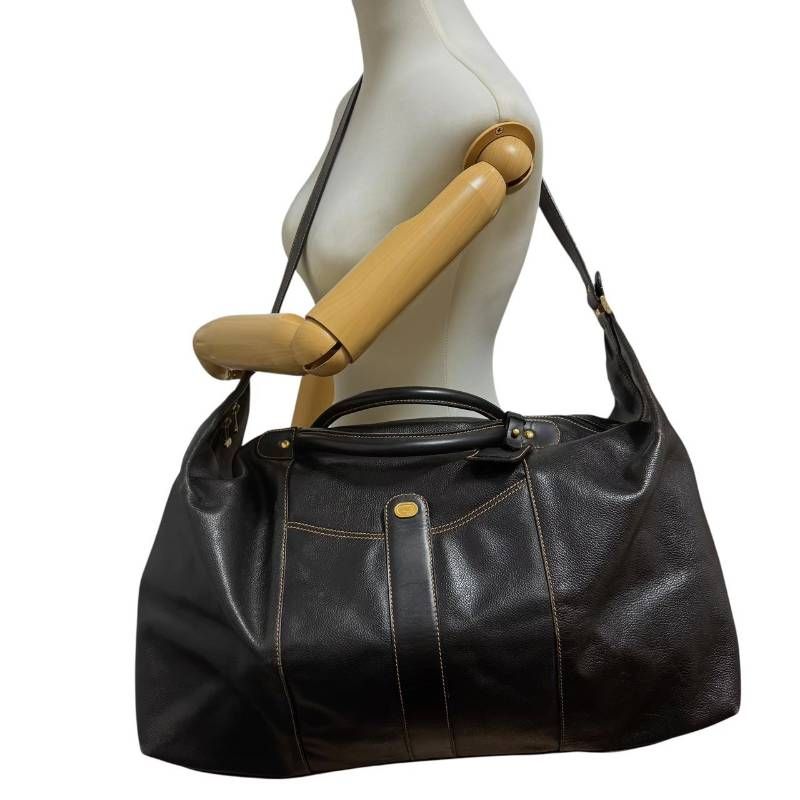 Dunhill ボストンバッグ　レザー　ゴールド金具　大容量 ブラック dunhill ダンヒル☆トートバッグ ボストンバッグ 2way 斜め掛け 肩掛け