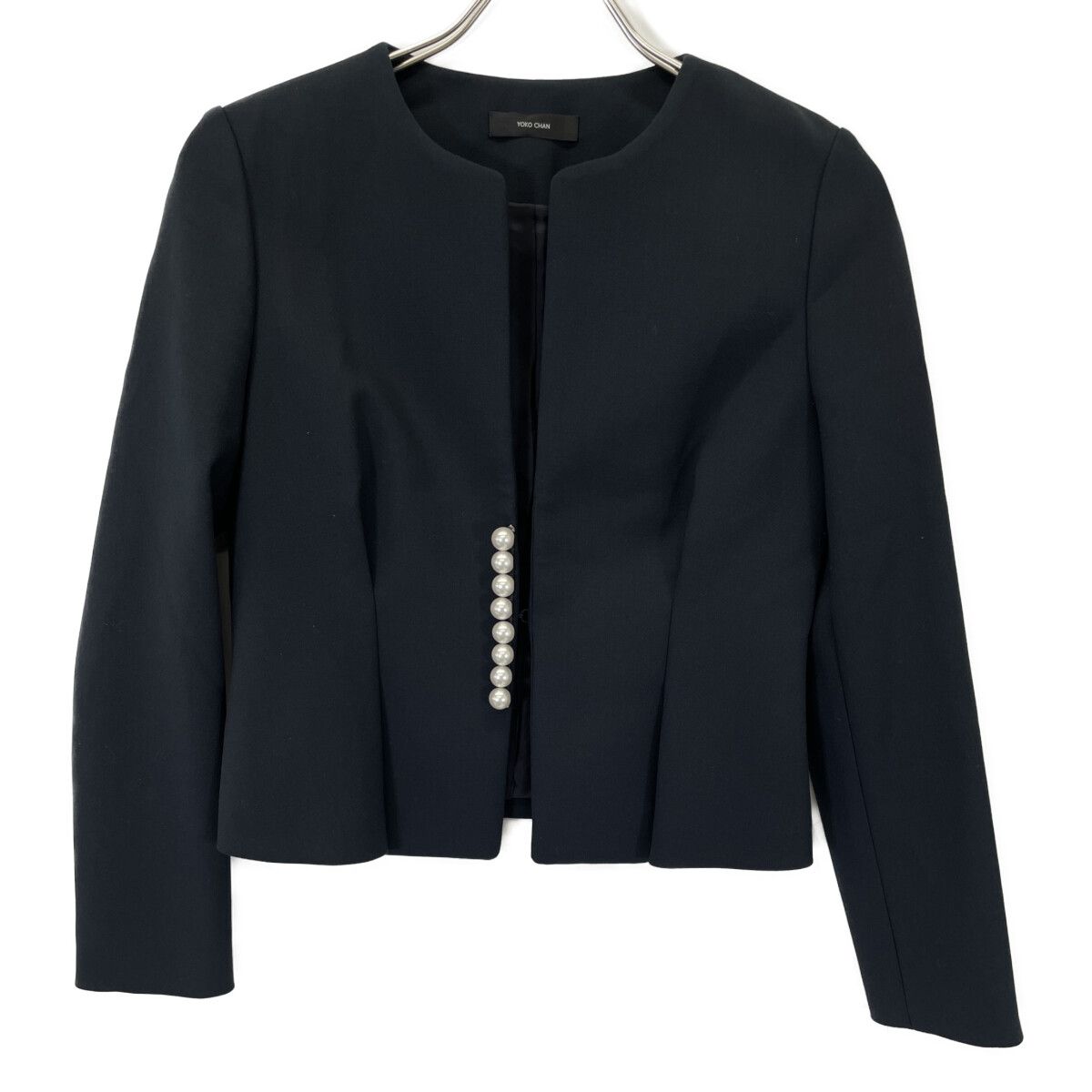 YOKOCHAN ヨーコチャン YCJ-121-071 ﾌﾞﾗｯｸ ﾊﾟｰﾙ付きﾀｯｸﾉｰｶﾗｰｼｮｰﾄｼﾞｬｹｯﾄ