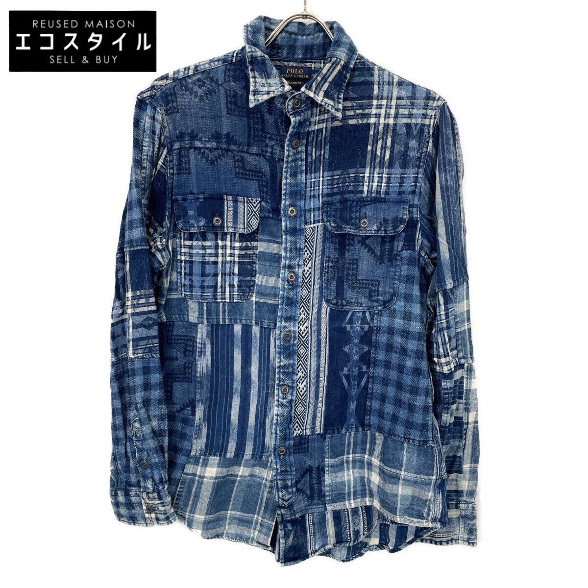 POLO RALPH LAUREN ポロ ラルフローレン ｲﾝﾃﾞｨｺﾞ ｺｯﾄﾝﾘﾈﾝ ﾊﾟｯﾁﾜｰｸ