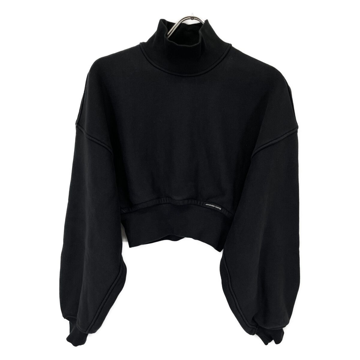 ALEXANDER WANG アレキサンダーワン ﾌﾞﾗｯｸ ｸﾛｯﾌﾟﾄﾞ ﾛﾝｸﾞｽﾘｰﾌﾞ ﾌｰﾃﾞｨ