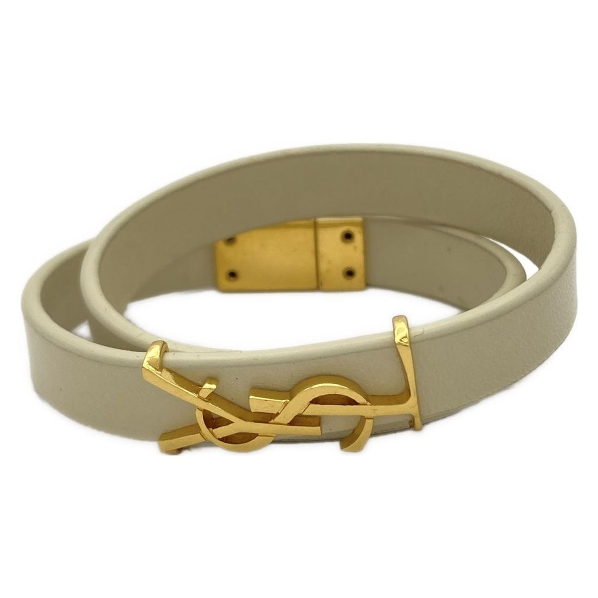 SAINT LAURENT PARIS ブレスレット ゴールド SAINT LAURENT PARIS(サンローランパリ) ブレスレット - レザー 白