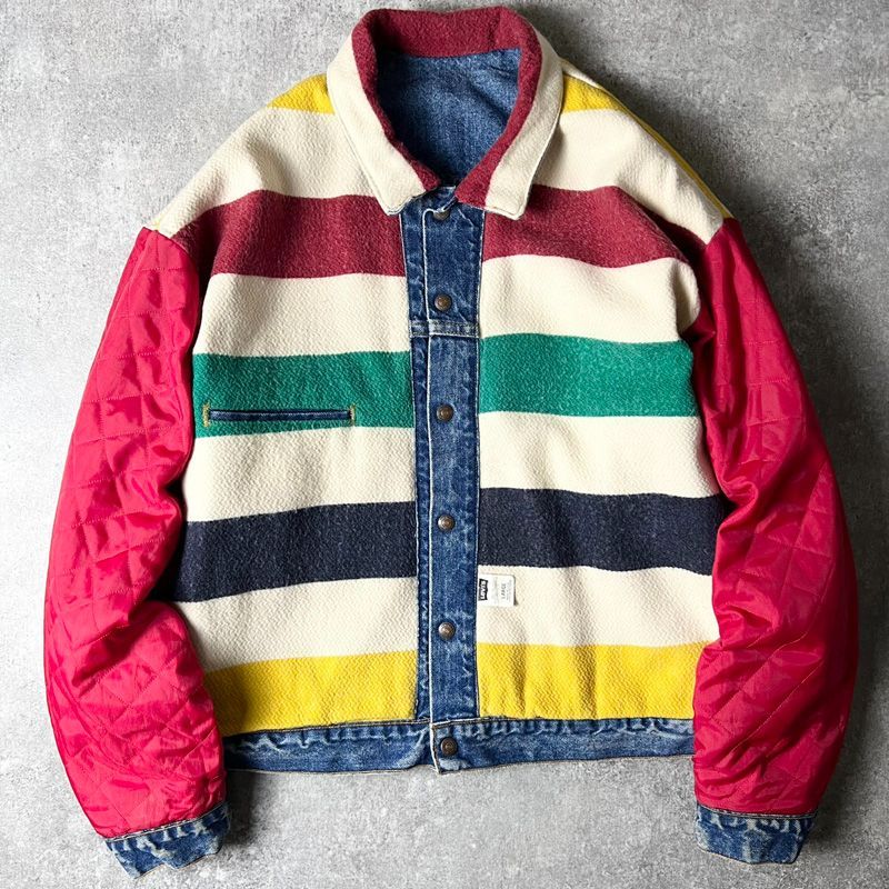 希少 90s USA製 Levis 70617 0291 リバーシブル デニム ジャケット L