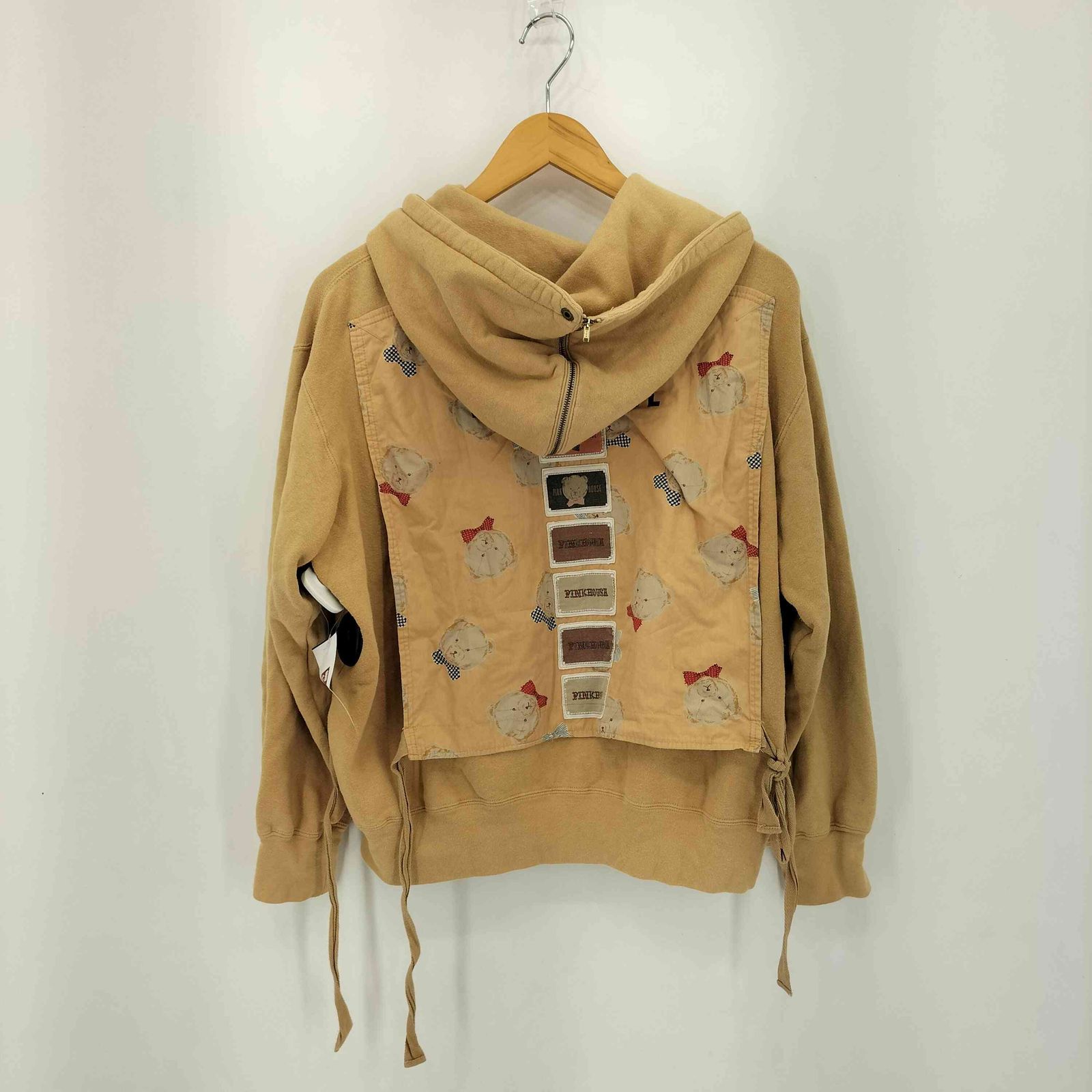 ピンクハウス　くま　パーカー　オーバーサイズ　ワッペン　レトロ　平成　昭和 ピンクリボンくまスウェットパーカー【L】 - ピンクハウス通販