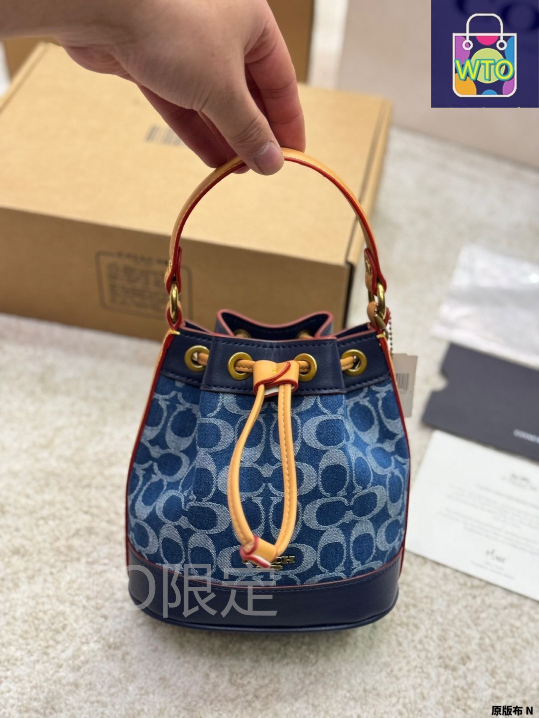 今日特価】COACH Denim Mini Bucket Bag・コーチ デニム ミニバケツ